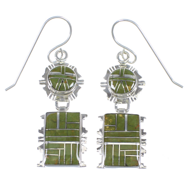 Authentic Sterling Silver And Turquoise Hook Dangle Earrings YX79033